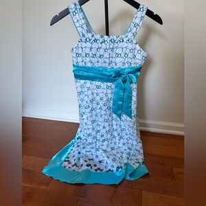Girls My Michelle Blue &‎ White Floral Party Dress – Size 12